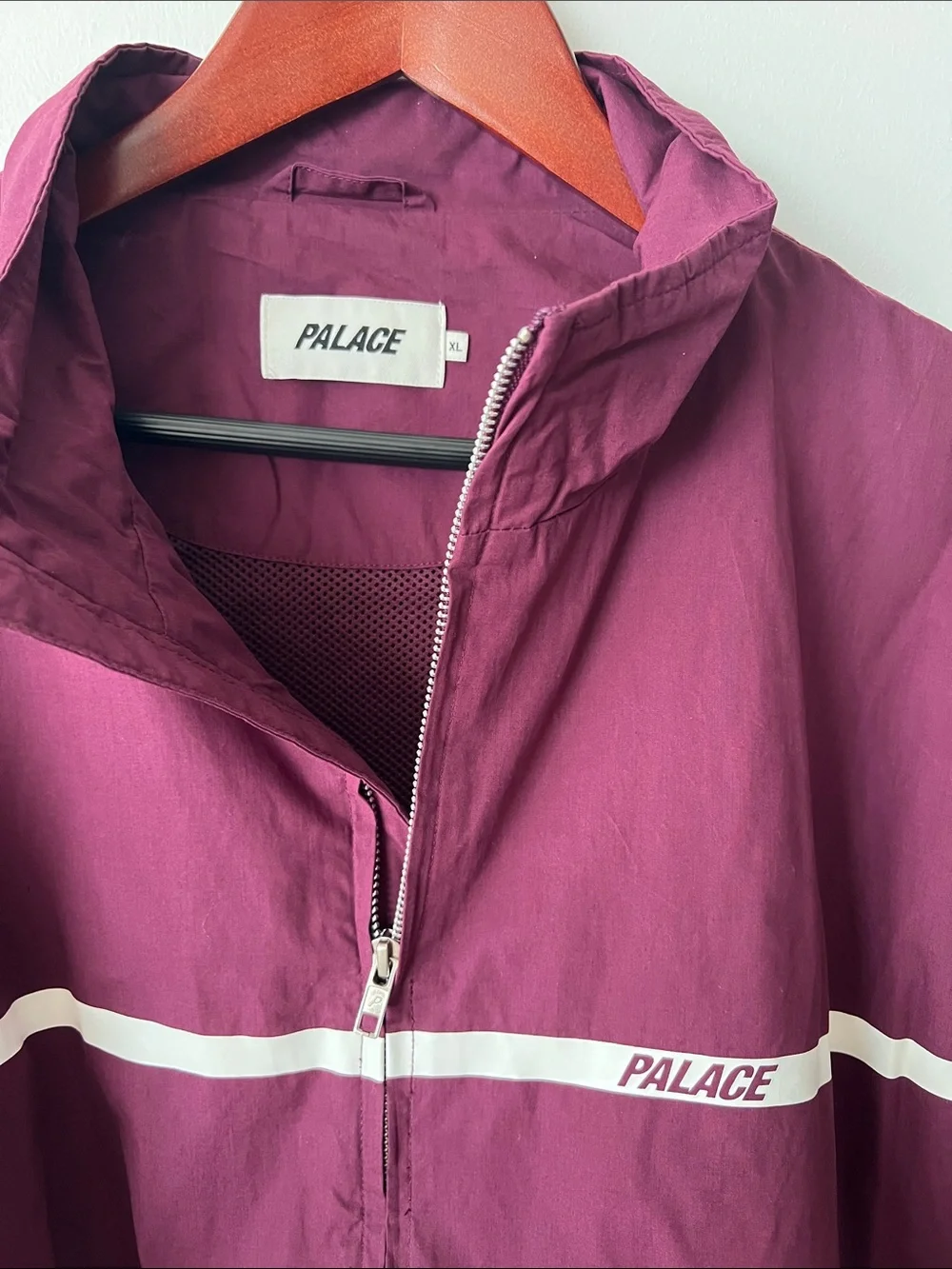 PALACE Maroon Zip Track Jacket with White Chest Stripe